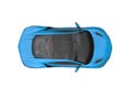 Dodger blue modern luxury sports car - top down view