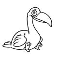 Dodo bird animal character cartoon coloring page