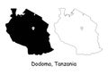 Dodoma, United Republic of Tanzania. Detailed Country Map with Location Pin on Capital City