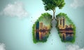 Doeble exposure with Lung-shaped tree Royalty Free Stock Photo
