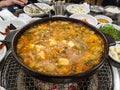 Doenjang-jjigae, or fermented soybean paste stew.