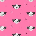 Vector pattern with cute dog and black dots