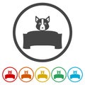 Dog above banner  ring icon, color set Royalty Free Stock Photo