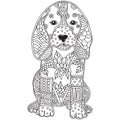 Dog adult antistress or children coloring page. Royalty Free Stock Photo