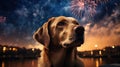 The dog is afraid of fireworks. Overcoming anxiety in dogs. Use of headphones. Calming CBD.