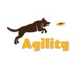 Dog agility logotype. Dog silhouette on white background. Agility dog for your design.