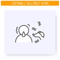 Dog allergy line icon. Editable illustration