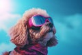 Dog animal funny adorable puppy portrait pet cute breed sunglasses Royalty Free Stock Photo