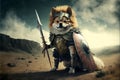 Dog animal portrait dressed as a warrior fighter or combatant soldier concept. Ai generated