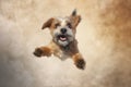 dog animal purebred jump white background fly funny cute pet doggy. Generative AI.