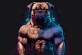 Dog as a bodybuilder created with generative AI technology Royalty Free Stock Photo