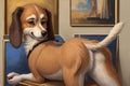 Dog as a famous painter, using its tail as a brush to create abstract masterpieces AI Generated