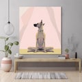 woman dog illustration fitness body cartoon home yoga sport training lifestyle. Generative AI.