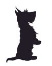 Dog asking for food, silhouette, vector