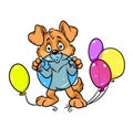 Dog balloons celebration cartoon illustration