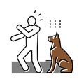 dog barking person accident color icon vector illustration