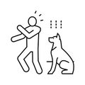dog barking person accident line icon vector illustration