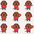 Funny Dog doing Basketball cartoon set