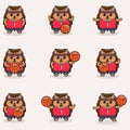 Funny Hedgehog Basketball cartoon set