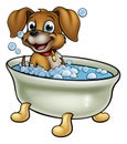 Dog in the Bath Cartoon Royalty Free Stock Photo