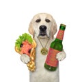 Dog with beer and soft waffles
