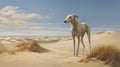 Desert Dreams: A Greyhound Dog In Realistic Seascapes