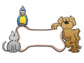 Dog, Bird and Cat with Bone Pet Sign Logo Royalty Free Stock Photo