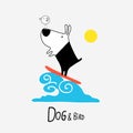 Dog & Bird surfing Royalty Free Stock Photo