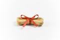 Dog biscuit tied with ribbon Royalty Free Stock Photo