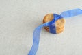 Dog biscuits with a blue ribbon Royalty Free Stock Photo