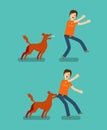 Dog bite man. Cartoon vector illustration Royalty Free Stock Photo