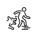 Black line icon for Dog bites, attack and animal