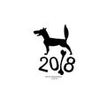 2018 dog black with a bone for the new year for a logo, emblem, background, banner ... Royalty Free Stock Photo