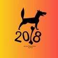 2018 dog black with a bone for the new year for a logo, emblem, background, banner ... Royalty Free Stock Photo
