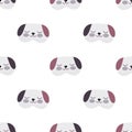 Dog black and pink color geometric seamless pattern on white background. Children graphic design element for different purposes Royalty Free Stock Photo