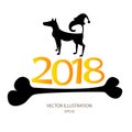 Dog black with yellow year 2018 on new year symbol vector Royalty Free Stock Photo