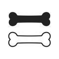 Dog bone black icon solid and outline style. Pet food flat vector illustration isolated on white Royalty Free Stock Photo