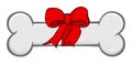 Dog Bone Cartoon Simple Drawing Design With Ribbon And Bow