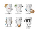 Dog bone doctor group character. cartoon mascot vector