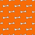 dog bone on orange background seamless pattern, Halloween repeat wallpaper tile background