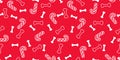 Dog bone seamless pattern christmas candy cane french bulldog puppy vector pet footprint cartoon repeat wallpaper tile background