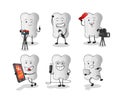 Dog bone technology group character. cartoon mascot vector