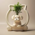 Dog Bones Shaped Flowerpot: Cute Glazed China Decorative Vessel Royalty Free Stock Photo