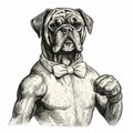 Dog In Bow Tie Wearing Boxing Gloves - Vector Illustration