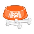 Dog bowl with big bone Royalty Free Stock Photo