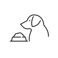 Dog with a bowl full of food. Pet supplies icon. Pixel perfect, editable stroke Royalty Free Stock Photo