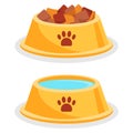 Dog bowl icon, dog food and water bowl isolated on white background. Vector, cartoon i Royalty Free Stock Photo