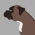 Dog boxer head profile side flat style vector