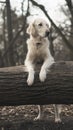 Dog breed Golden Retriever walk in the forest Royalty Free Stock Photo