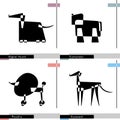 Dog breed set with stylized Afghan Hound, Azawakh, Poodle and Komondor. Vector Illustration. Royalty Free Stock Photo